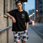 2-delat set med tryckt T-shirt och shorts för herr