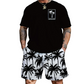 2-delat set med tryckt T-shirt och shorts för herr