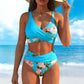 🌺👙 Bikiniset med hög midja och blommönster – Framhäver figuren och ger en slankande effekt, en mjuk semesterlook✨✅