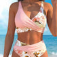 🌺👙 Bikiniset med hög midja och blommönster – Framhäver figuren och ger en slankande effekt, en mjuk semesterlook✨✅