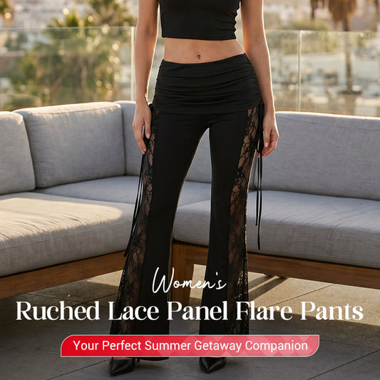 👖50 % RABATT！！✨Dambyxor med rynkad spets och utsvängda ben