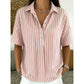 🥳SUMMER HOT SALE🥳💞50K+ SOLD!💥50% OFF! 🔥 Women's Striped Short-Sleeve Shirt – Relaxed Fit, V Neck, 9 Colors 🍂