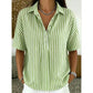 🥳SUMMER HOT SALE🥳💞50K+ SOLD!💥50% OFF! 🔥 Women's Striped Short-Sleeve Shirt – Relaxed Fit, V Neck, 9 Colors 🍂