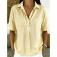 🥳SUMMER HOT SALE🥳💞50K+ SOLD!💥50% OFF! 🔥 Women's Striped Short-Sleeve Shirt – Relaxed Fit, V Neck, 9 Colors 🍂