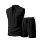 💥 50% RABATT 👕 Somrig komfort för varma dagar 🌿 Herr linne ärmlöst set med snörning – justerbar passform & sval känsla ☀️