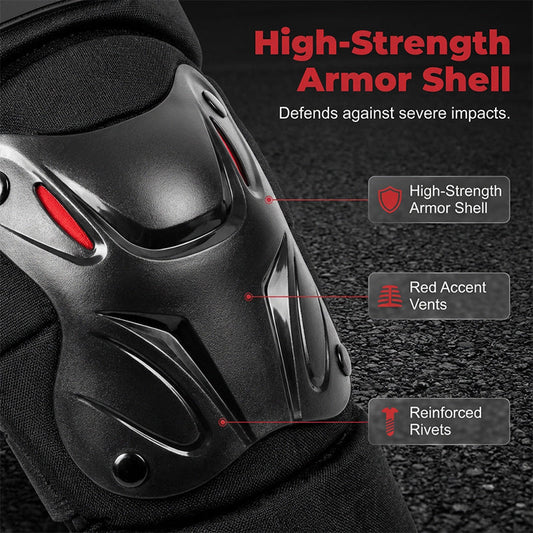 🏍️ Sconto 50% 🛡️ Set Ginocchiere & Gomitiere per Moto — Guscio Rigido & Regolabili 💪