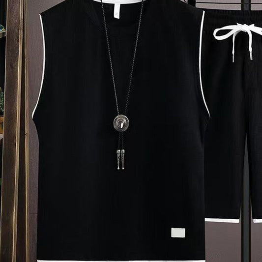 👕 50% RABATT! 🌿 Minimalistiskt linne & shorts-set för herr – Rena linjer, mjuk känsla – Ledig stil hela sommaren, perfekt för varma dagar eller avkopplande helger 🩳