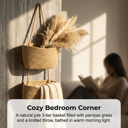 🧺 SCONTO DEL 50% A TEMPO LIMITATO! ✨ Organizer da parete – 3 ripiani, stile boho, salvaspazio 🏡