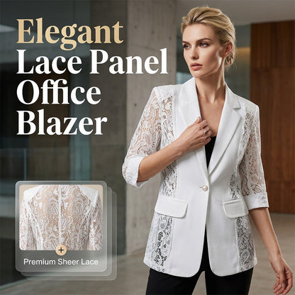 🤵‍♀️ BEGRÄNSAD TID 50% RABATT! ✨ Vit Spets Blazer – Slim Fit, 3/4 Ärm, Elegant 👑