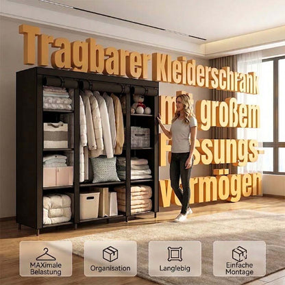 🧥 Armadio Guardaroba Aperto con Ripiani ✨ - Doppi Vani Appendiabiti | Ripiani Superiori | Organizzazione Verticale | Ideale per Camera da Letto e Spogliatoio | Nero/Grigio | 85/127/146 × 45 × 168 cm 🏠