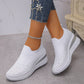 Slip-On Wedge Sneakers i mesh med strass för kvinnor🔥Köp 2 och få fri frakt