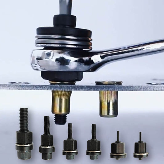 🔧 Testa per Rivettatrice e Dadi a Inserire in Acciaio | Rivestimento Zincato Anti-Corrosione 🛡️ | Kit di Ricambio Portatile e Leggero 🎒 | per Lamiera, Mobili e Serramenti