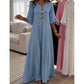 ⏳Offerta a Tempo Limitato⏰ Vestito Maxi Donna Scollo a V Ampio – Silhouette Fluente, Drappeggio Morbido, Dal Giorno alla Cena 🌙