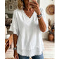 💖T-Shirt Boho da Donna con Scollo a V e Bordi Sfrangiati 🌿 – Vestibilità Ampia, Top Estivo Traspirante in Cotone Morbido👚