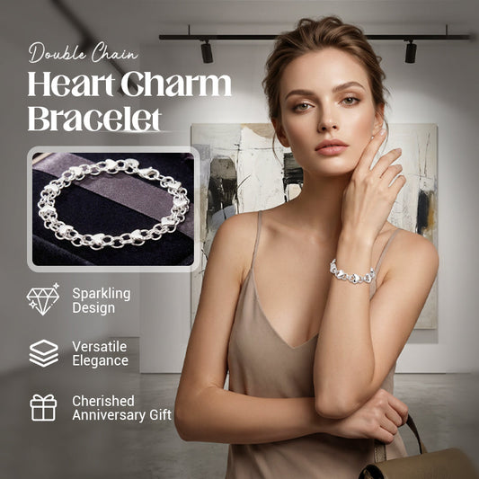 🎁Uno più uno gratis🔥Bracciale con ciondolo a forma di cuore a doppia catena