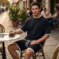 👕 Set T-Shirt e Pantaloncini in Maglia Waffle da Uomo – Tessuto a Effetto Rinfrescante & Design Relaxed Fit 💙