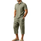🎉 Saldi 2026 — Oltre 73.000 Venduti! 👕 Completo Estivo da Uomo in Lino - Camicia Ampia e Pantaloncini Cargo Due Pezzi
