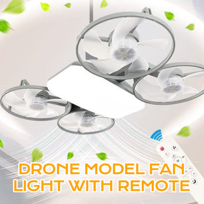 Ventilatore Luce Modello Drone E27 a 3 Velocità con Telecomando