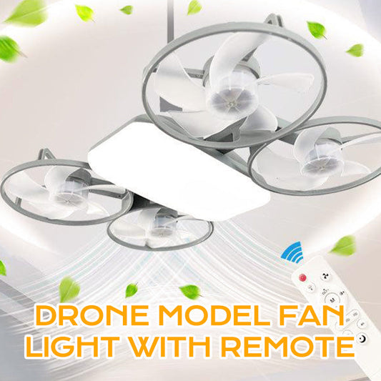 Ventilatore Luce Modello Drone E27 a 3 Velocità con Telecomando