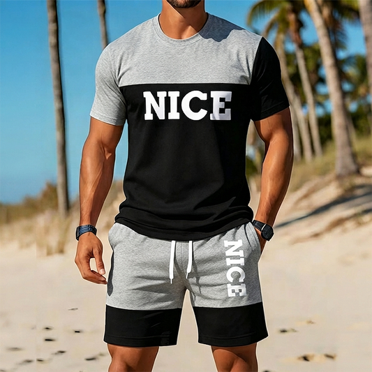 🎉 SCONTO 50% A TEMPO LIMITATO! 👕 Set T-Shirt e Pantaloncini Color Block da Uomo – Tessuto Traspirante & Vita con Coulisse Regolabile 🔥