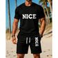 🎉 SCONTO 50% A TEMPO LIMITATO! 👕 Set T-Shirt e Pantaloncini Color Block da Uomo – Tessuto Traspirante & Vita con Coulisse Regolabile 🔥