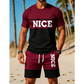 🎉 SCONTO 50% A TEMPO LIMITATO! 👕 Set T-Shirt e Pantaloncini Color Block da Uomo – Tessuto Traspirante & Vita con Coulisse Regolabile 🔥