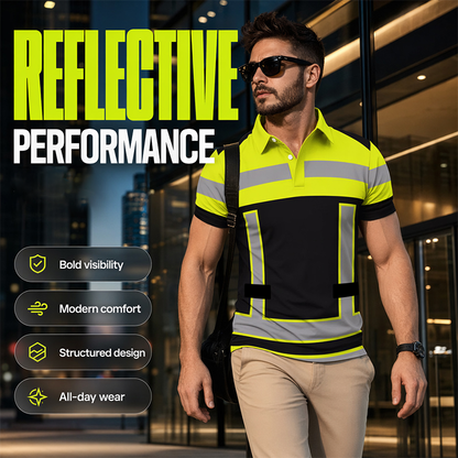 Camicia da Uomo ad Alta Visibilità Riflettente a Maniche Corte