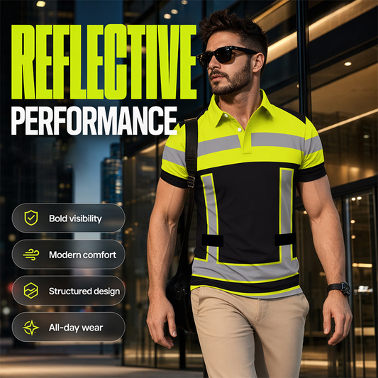 Camicia da Uomo ad Alta Visibilità Riflettente a Maniche Corte