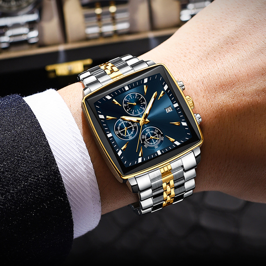 ⏳ Sconto 50% a Tempo Limitato! 💥 Orologio al Quarzo con Quadrante Quadrato Classico da Uomo