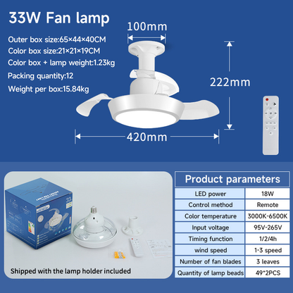 Mini ventilatore da soffitto con luce e telecomando