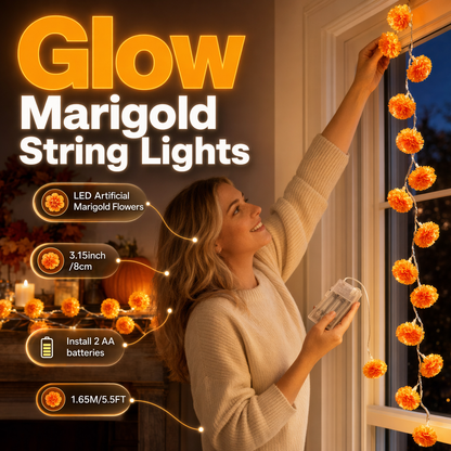 🌼✨🏡 Offerta Limitata Sconto 50%! Ghirlanda Luminosa LED con Fiori di Calendula Artificiali – Luce Calda, Petali Realistici per Feste d'Autunno, Camini e Terrazze 🌙🌸