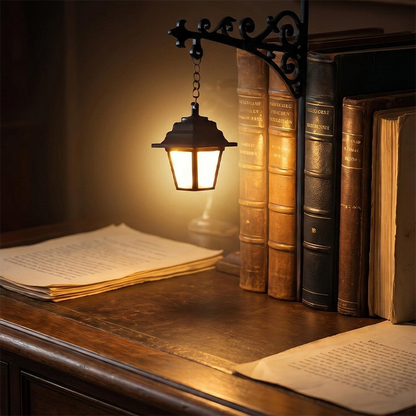 Lampada fermalibri a lampione retro in miniatura