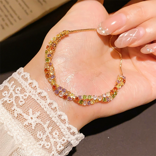 📢📢50% DI SCONTO!! ⏰ Bracciale Regolabile Retrò Intrecciato con Zirconi Multicolore da Donna