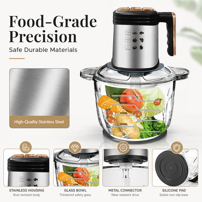 🍳✨ Robot da Cucina Elettrico in Acciaio Inox – 500W, Ciotola 5L, 5 Lame a Spirale, Controllo Velocità Intuitivo