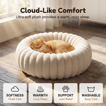 Cuccia Rotonda Ultra-Morbida Calmante per Gatti e Cani 🐾 Arrotolati, Rilassati – Un Abbraccio Accogliente in Forma di Letto ✨
