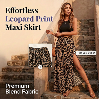 🌸 ORA 50% DI SCONTO! 🌸 Gonna Maxi da Donna con Stampa Leopardata e Spacco Alto