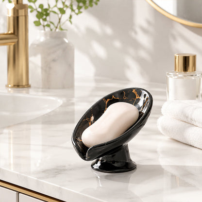 ⏳Offerta a Tempo Limitato 50% di Sconto⏰Portasapone in Ceramica a Foglia con Scarico Automatico🧼