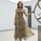 🌸 50% DI SCONTO! 👗 Elegante Vestito Maxi con Stampa Floreale & Collo all'Americana – Tessuto Fluente, Valorizzante & Stile Boho – Ideale per Estate, Vacanze & Serate Calde ☀️