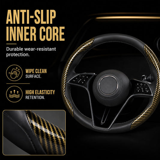 ✨ 50% DI SCONTO – Coprivolante in Fibra di Carbonio con Effetto Pelle – Antiscivolo, Traspirante & Durevole – per Volanti da 37–39 cm 💨
