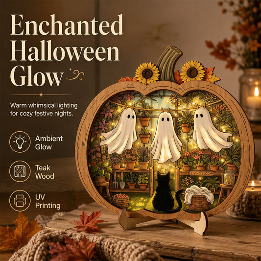 👻🍂 Decorazione da Tavolo a Strati in Legno con Zucca per Halloween e Autunno 🎃