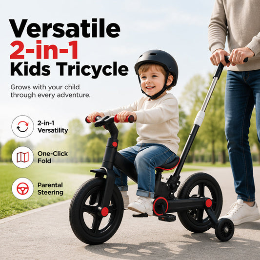 📢📢50% DI SCONTO!! ⏰Triciclo 4 in 1 Trasformabile per Bambini – Bici Senza Pedali & Passeggino