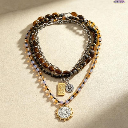 🌿 Collana Multistrato Retrò con Perline 💎 – Design Elegante, Chiusura Regolabile, Stile Versatile