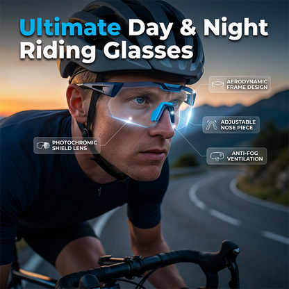 🕶️ Occhiali da Ciclismo Giorno & Notte – Lente Gialla Anti-Abbagliamento per Guida Notturna
