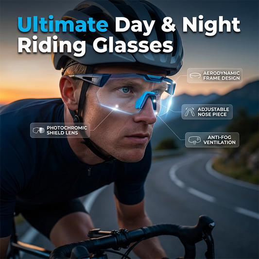 🕶️ Occhiali da Ciclismo Giorno & Notte – Lente Gialla Anti-Abbagliamento per Guida Notturna