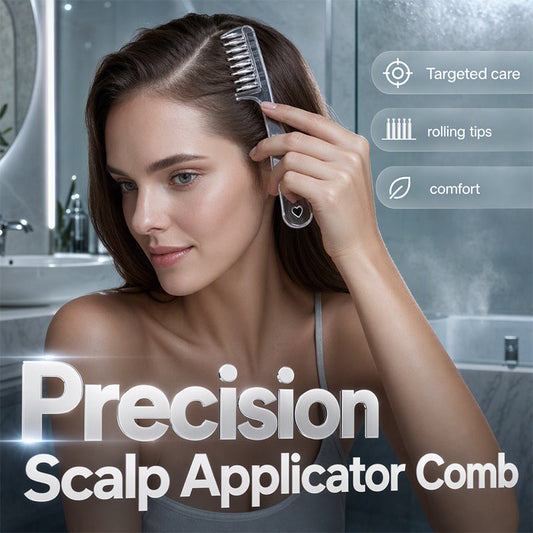 📢 -50%!! ⏰ Pettine Applicatore per la Cura del Cuoio Capelluto – PC + Silicone + Metallo – 45×160 mm – 6 Denti – Punte Rotanti – Trasparente/Rosa 💆