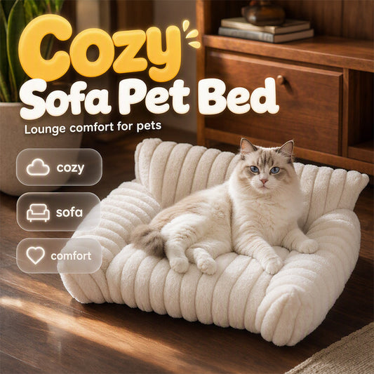 🛋️🐶Cuccia Divano per Cani & Gatti in Peluche – Bordi Rialzati per Supporto Testa/Collo, Tessuto Morbido e Caldo, 3 Misure (S/M/L), 5 Colori – Per Riposo & Comfort ☁️🐱