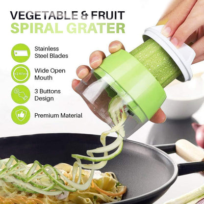Grattugia Spirale per Verdure e Frutta – Lame in Acciaio Inox 304, Senza BPA, Verde