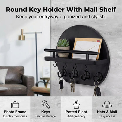 🔑 50% DI SCONTO! 🏠 Portachiavi da Parete – Legno & Metallo, 4 Ganci – Ideale per l'Ingresso ✨