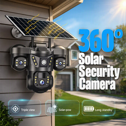 📡 OFFERTA LIMITATA 50% DI SCONTO! ⚡ Telecamera di Sicurezza WiFi Solare a Triplo Obiettivo – Smart, Wireless, Per Ogni Clima ☀️