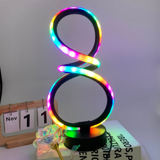 💡 Lampada da Tavolo Moderna a Doppia Elica – Design Artistico con Luce RGB e Dimmerabile